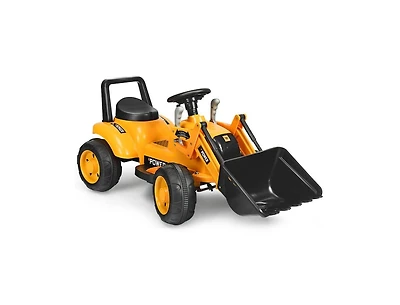 Slickblue Kids Ride On Excavator Digger 6V Battery Powered Tractor -Yellow