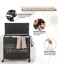 Slickblue 110L 2-Section Laundry Hamper with 2 Removable and Washable Liner Bags