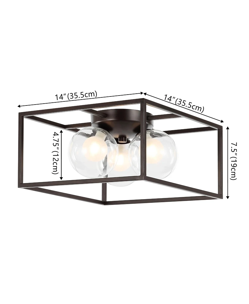 Jonathan Y Kyle 14" 3-Light Modern Farmhouse Metal/Iron Open-Caged Led Flush Mount, Oil Rubbed Bronze