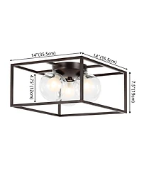 Jonathan Y Kyle 14" 3-Light Modern Farmhouse Metal/Iron Open-Caged Led Flush Mount, Oil Rubbed Bronze