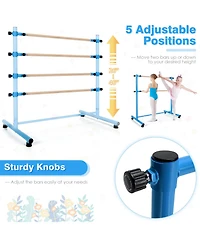 Slickblue 47 Inch Double Ballet Barre with Anti-Slip Footpads