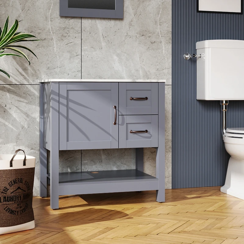Streamdale 30In Gray Bathroom Vanity with Mirror And Top Only