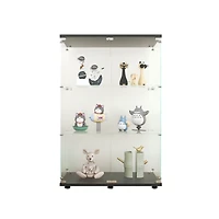 Simplie Fun Black 3-Shelf Glass Display Cabinet, 49.3" x 31.7" x 14.3"