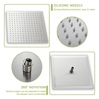 Ceiling Shower Set - 12 Inch Square Shower Set, Dual Shower Heads, Brushed Nickel