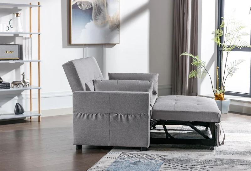 Streamdale Light Grey 3-in-1 Convertible Loveseat with Pocket