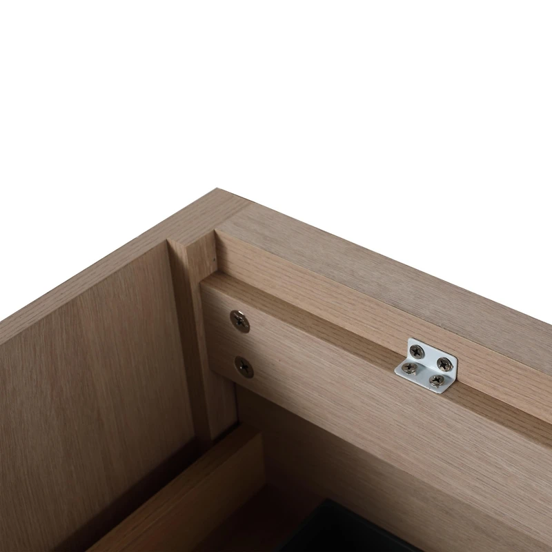 24" Bathroom Vanity, With Black Ceramic Sink And 2 Soft Close Drawers