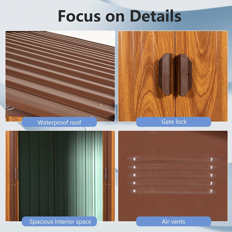 Streamdale 6x6 Metal Storage Shed with Wood Grain Horizontal Siding