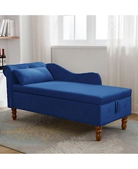 Streamdale Modern Velvet Chaise Lounge with Storage & Pillow