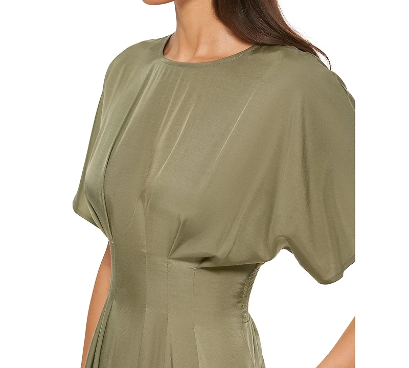 kensie Women's Dolman-Sleeve Cinched-Waist Midi Dress