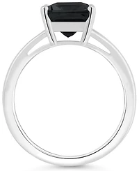 Onyx Emerald-Cut Split Shank Polished Statement Ring Sterling Silver