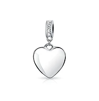 Bling Jewelry Crystal Accent Bale Heart Shape Dangle Bead Charm Sterling Silver