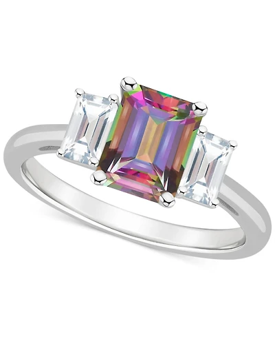 Mystic Topaz (2 ct. t.w.) & White (3/4 Emerald-Cut Statement Ring Sterling Silver (Also Pink Topaz)