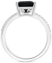Onyx & Diamond (1/10 ct. t.w.) Emerald-Cut Statement Ring Sterling Silver