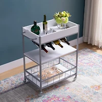 Simplie Fun Kitchen Cart White Silver