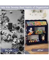 Toy Storage Organizer Display Stand 3-In-1 Kids Shelf with Book
