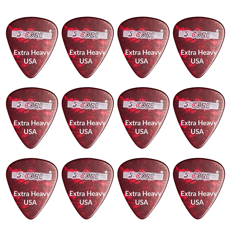 5 Core Guitar Picks 12 Piece 1.2mm Celluloid Extra Heavy Gauge Pick for Acoustic Electric Bass Guitar Natural Feel Warm Tone Puas Para Guitarra