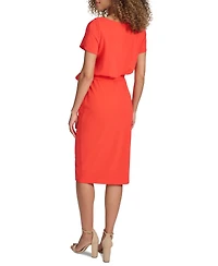 kensie Women's Tulip-Sleeve Tie-Waist Sheath Dress