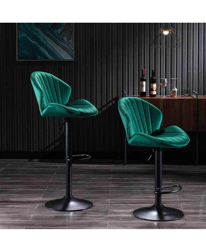 Streamdale Adjustable Counter-Height Bar Stools with Backrest and Footrest (Set of 2)