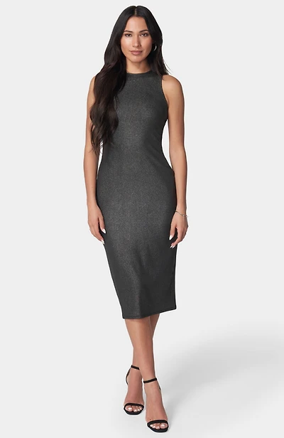 Bebe Women's Foil Rib Sleeveless Maxi Dress