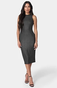 Bebe Women's Foil Rib Sleeveless Maxi Dress