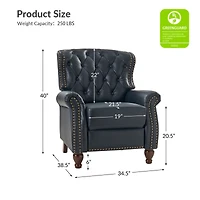 Justine Wooden Upholstery Genuine Leather Recliner with Tufted Back