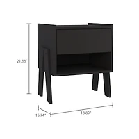 Streamdale Joy Nightstand, Four Legs, One Open Shelf, Drawer - Light Gray