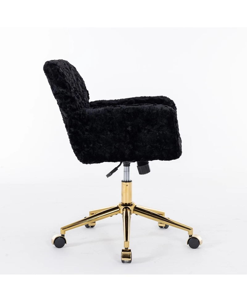 Simplie Fun Adjustable Swivel Office Chair with Golden Metal Base