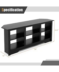 58" Tv Stand with 6 Open Storage Shelves Shelf for 18 inch Fireplace(not included)