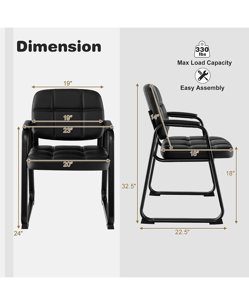 Waiting Room Chair Set of 2 Upholstered Guest Conference Chair with Armrest
