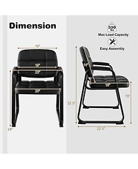 Waiting Room Chair Set of 2 Upholstered Guest Conference Chair with Armrest