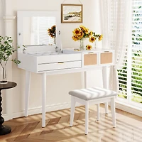 Streamdale 43" Wood Makeup Vanity Set with Mirror, Stool & Storage