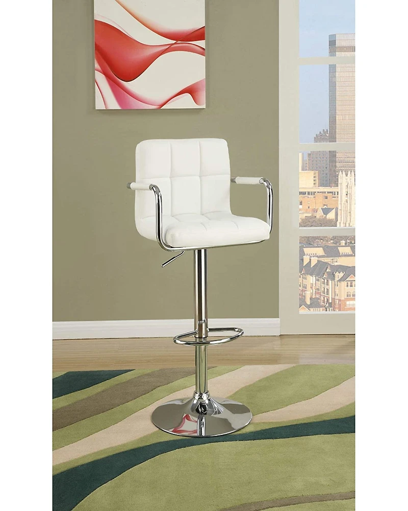 Streamdale Set of 2 White Faux Leather Barstool Chairs