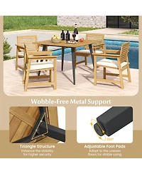 Costway 4-Person 42.5" Outdoor Dining Table with 1.9" Umbrella Hole, Adjustable Foot Pads