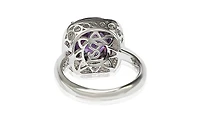 Suzy Levian New York Sterling Silver Cubic Zirconia Cushion Halo Cocktail Ring