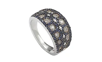 Suzy Levian Sterling Silver Cubic Zirconia Blue & White Mosaic Ring