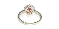 Suzy Levian Sterling Silver Cubic Zirconia Red Oval Halo Ring