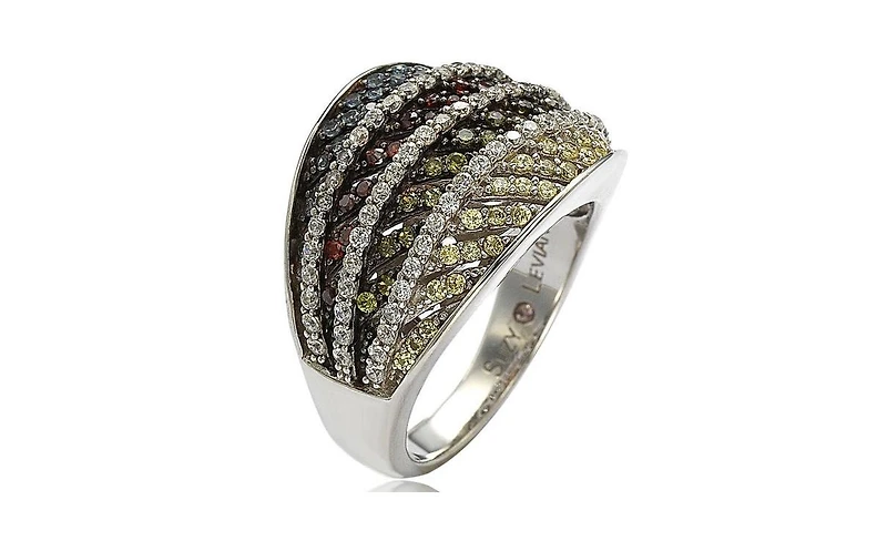Suzy Levian New York Sterling Silver Cubic Zirconia Multi-Color Pave Ring