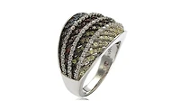 Suzy Levian New York Sterling Silver Cubic Zirconia Multi-Color Pave Ring