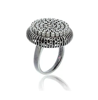 Suzy Levian Sterling Silver Cubic Zirconia Pave Circle Elevated Statement Ring