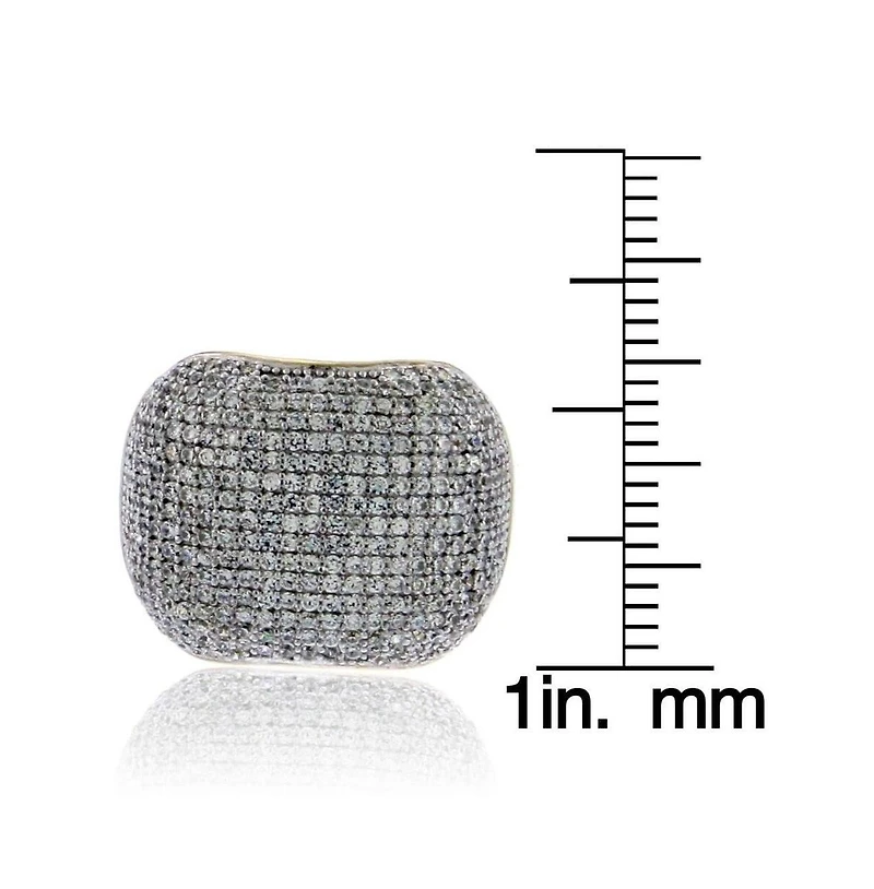 Suzy Levian Sterling Silver Cubic Zirconia Modern Pave Wide Band Ring