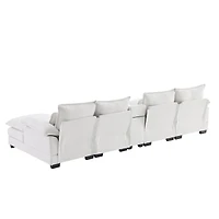 Streamdale Furniture 123" 6-Seat U-Shaped Sofa with Console, Cupholders, Usb Ports