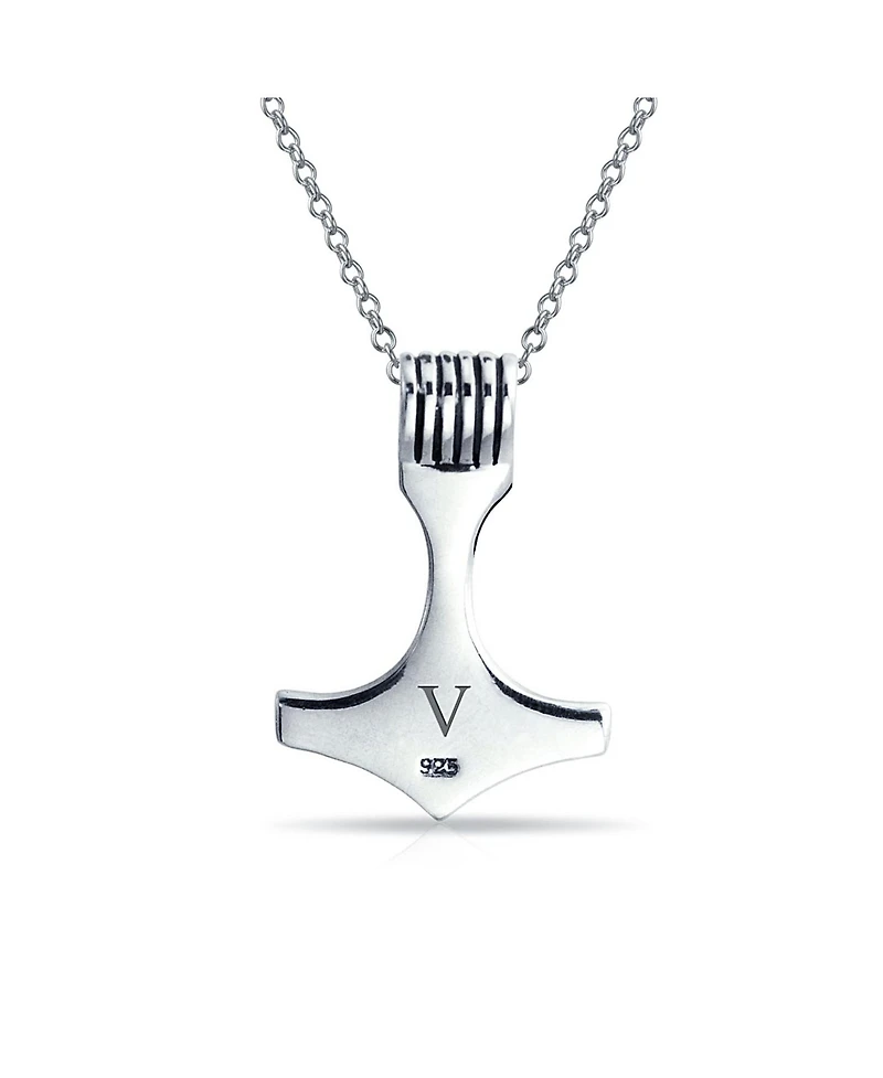 Bling Jewelry Amulet Celtic Knot Hammer Pendant Necklace For Women Oxidized Sterling Silver