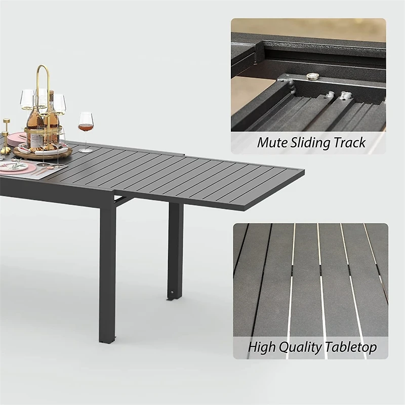 Streamdale Expandable Metal Patio Table for 6-8 People