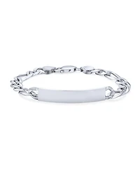 Bling Jewelry Bar Name Plated identification Id Bracelet 8 Mm Figaro Chain Link 200 Gauge .925 Sterling Silver Made Italy