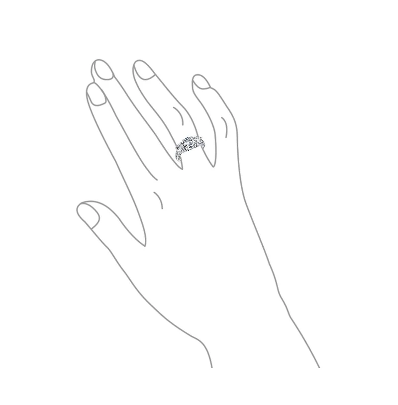 Bling Jewelry Milgrain 4CTW Round Solitaire Three Stone Cz Promise Ring Silver