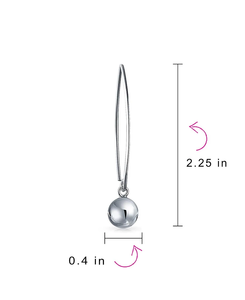 Bling Jewelry Minimalist Geometric Dangle Earrings 14K Gold Plated Sterling Silver 8MM Bead