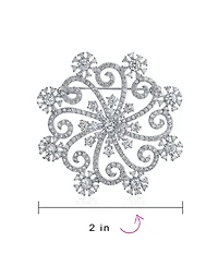 Bling Jewelry Large Frozen Winter Swirl Holiday Party Cz Cubic Zirconia Scarf Christmas Statement Snowflake Brooch Pin