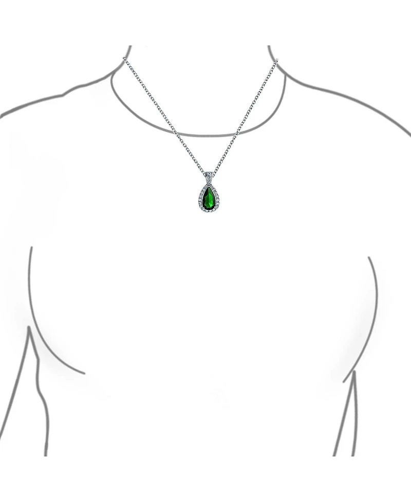 Bling Jewelry Classic Jewelry Large Pear Shape Solitaire Teardrop Halo 15CTW Cz Cubic Zirconia Pendant Necklace Silver Plated