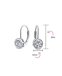 Bling Jewelry Dainty 0.50CTW Round Bezel Cubic Zirconia Cz Solitaire Dangle Drop Earrings Lever Back Rose Gold Plated .925 Sterling Silver