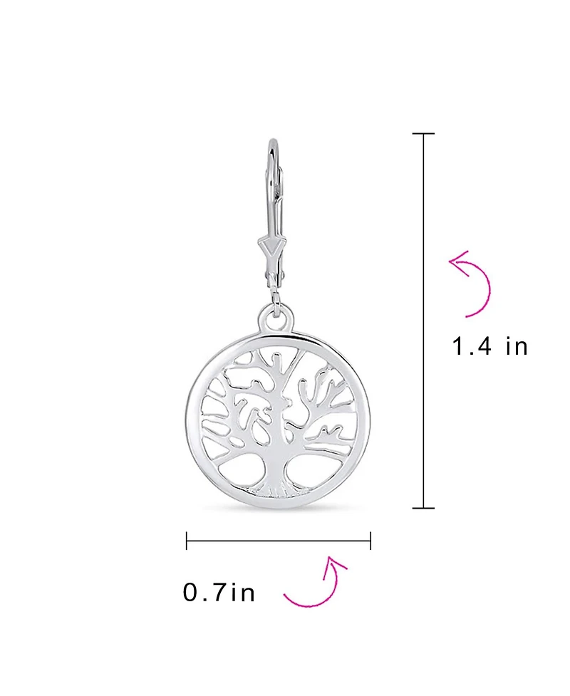 Bling Jewelry Oval Disc Tree of Life Dangle Earrings 14K Rose Gold Plated Sterling Silver